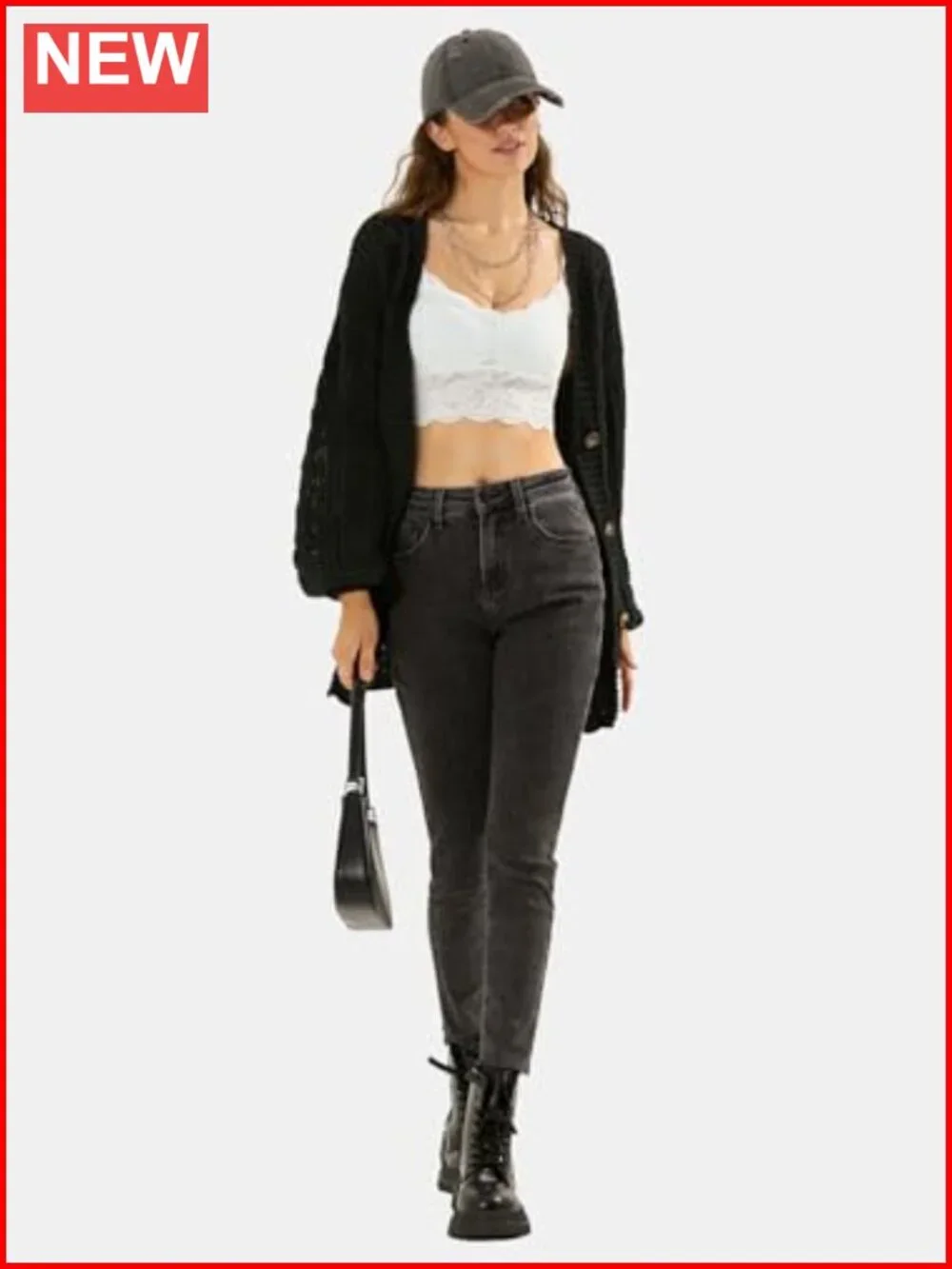 Oversized Cable Knit Cardigan Button Down V-Neck Long Sleeve